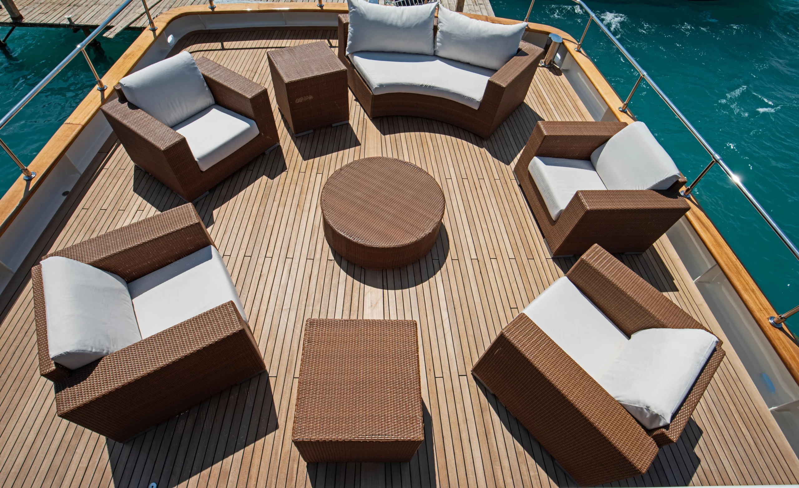 Yacht Cushions on deck of superyacht 