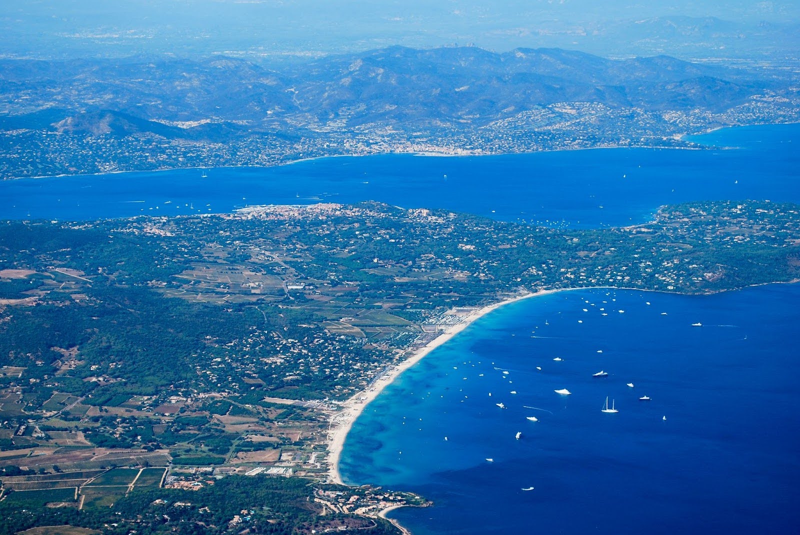 Aerial view of St Tropez bay